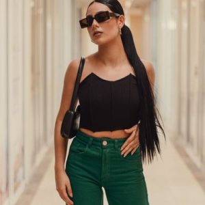 Black Structured Crop Top